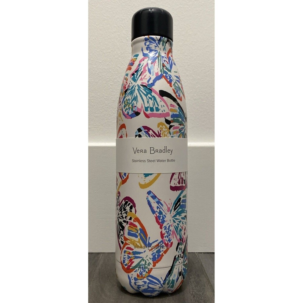 Vera Bradley Stainless Steel Double Walled Water Bottle 17 Oz. Butterfly NEW